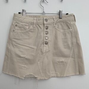 We The Free Cream Denim Skirt
